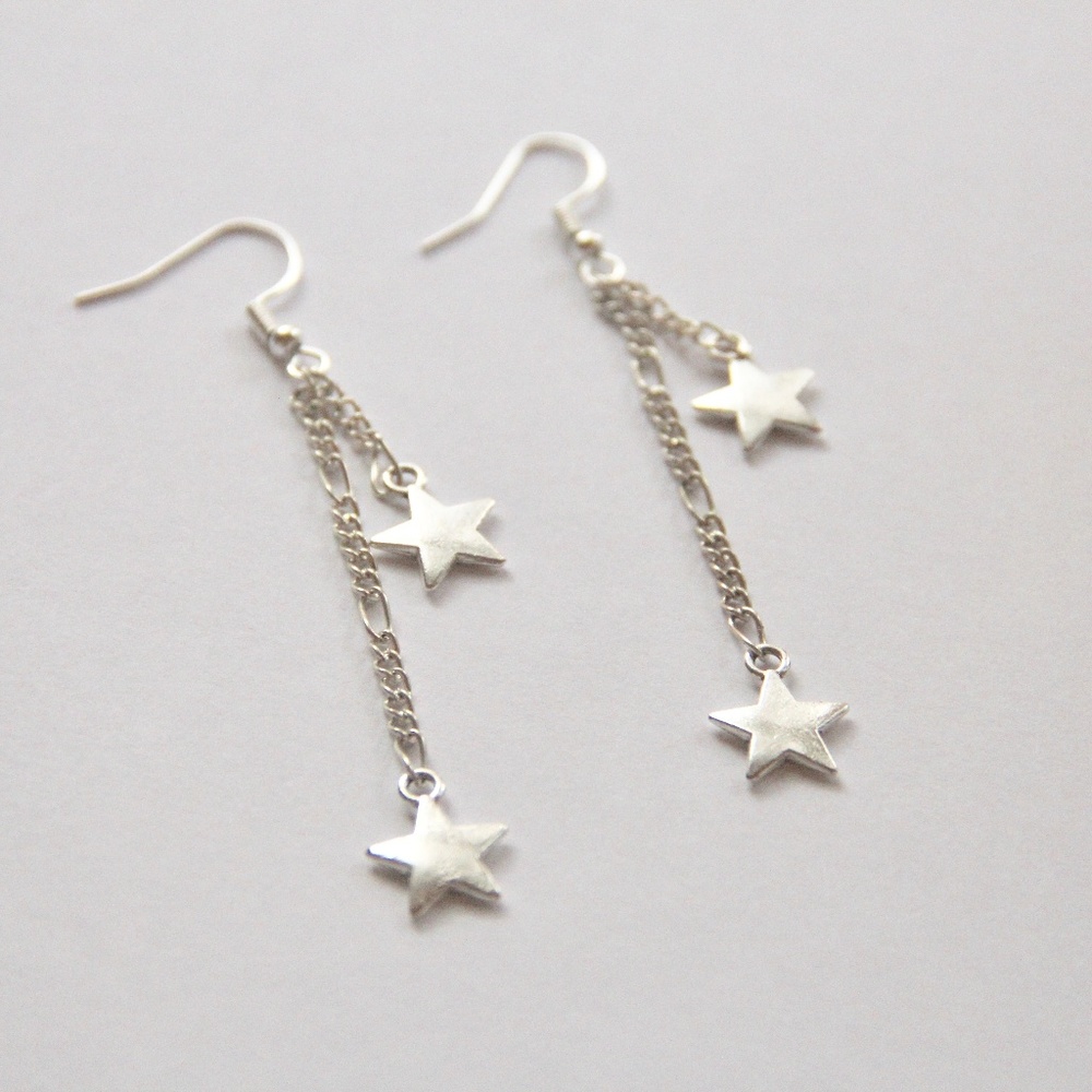 New Silver Star Dangle Earrings Jewelry